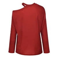 Žene plus veličine vrhova dugih rukava tunika bluza ružičastog namotanog bluzi za ispis duksera crvena