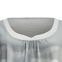 Prednjeg swalk-a za žene Cvjetni print T majica Crew Crt Ljeto TOP Dnevni Weat Comfy bluza Pulover bez