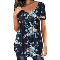 Mgohoen trendi ljetna odjeća za žene lagana casual bluza labava boemska cvjetna majica kratkih rukava V VACT majica AE