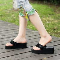 Ženske sandale za sjajnu platformu sjajne tange sandale Neklizajuće klinske pete Veličina