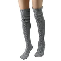 Ženske tople pletene čarape za bedro duge zime preko čarapa za koljena