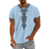 Muška majica Muška majica kratki rukav tiskani ljetni okrugli vrat TOP LASE CALESTSIRT Blue XL