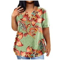 Ženski ljetni vrhovi bluza cvjetni kratki rukav povremene ženske majice Henley Orange L