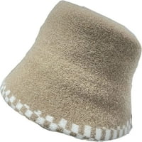 Cocopeantnts kašika za žene Solid boja mekana vuna ribar šešir zimske vune toplo modni kaiš sažeti