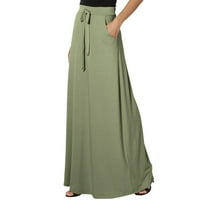 Miayilima ženski plus džep za struk za struk drapey a-line dugačka maxi suknja