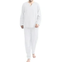 Wofedyo Muške hlače Muški čvrsti dugi rukav set sa dugim rukavima V-izrez Pajamas Lounge dva dukseva