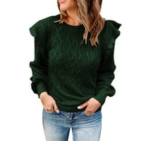 Beppter Womens Crewneck Dukseri Teksturirani pulover Lood pletene džemper