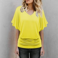 Ženske bluze Žene Modni ljetni rukav Ležerne majice, puna majica, bluza žuta s