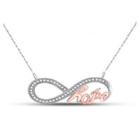 Jewels 10kt bijelo zlato Žene Okrugli dijamantski Infinity Nada ružičasti ton Privjesak ogrlica CTTW
