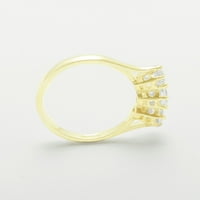 Britanska napravljena 10k žuti zlatni kubni cirkonijski prsten Ženski rubni prsten - Veličina Opcije