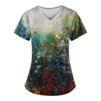 Ženske majice Ženska modna proljetna i ljetna cvjetna ulje slikanje Ispiši V-izrez na platnu odjeća