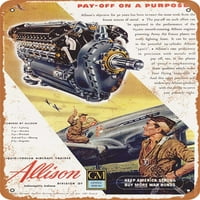 Metalni znak - Allison General Motors - Vintage Rusty Look