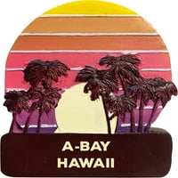 -Bay Havaji trendy suvenir Ručna oslikana smola hladnjaka Magnet zalazak sunca i palmina dizajna otprilike