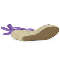 ALLEGRA K Ženske sandale Platform Klinovi pete Espadrille čipke Up Sandals