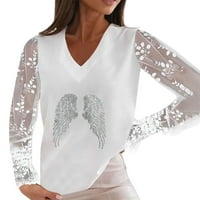 Ženska bluza Ležerne ljetne dijamantne košulje čipke LACE dugih rukava labava šik elegantna bluza s
