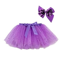 B91XZ Girls Tutu Tutu Suknje Ples Tulle Hairpin Kids Balet Party Star Girls Splice suknja + luk Sequin