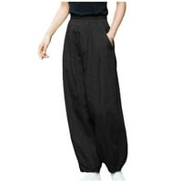 Široke pantalone za noge za žene Ženske hlače Ljeto Ženski povremeni tanki visoki elastični struk čvrste