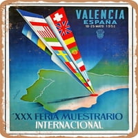 Metalni znak - Valencia International Sajam uzorka Vintage ad - Vintage Rusty Look