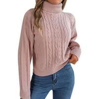 Labavi fit turtleneck s dugim rukavima rebrasti pleteni džemperi za žene casual solid colop pad džempeta