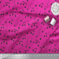 Soimoi ružičasti poliester Crepe Tkanine Notes Glazbeni instrument Ispiši šivanje tkanine