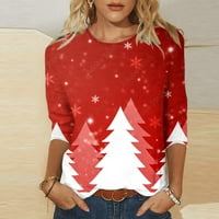 Ženska crewneck dukserica Božićne snježne pahulje pulover pulover s labavim ležernim slatkim retro laganim