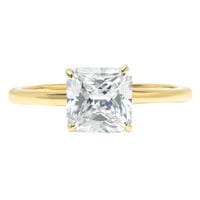 1.0ct Asscher Cut White Sapphire 14K žuta zlatna godišnjica Angažmane prstene veličine 7.25
