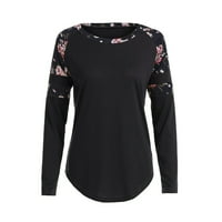 Žene ljetne vrhove Žene cvjetni ispis Osnovni dugi rukav Varsity prugasti vrhovi bluze T-majice BK XL