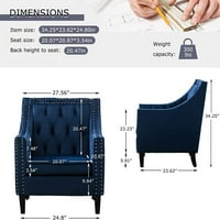 24,8 Široka baršunasta stolica, tapecirana začuvača kauč na kauču sa podstavljenim sjedištem jastuka