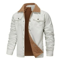 GUZOM MENS FLEECE jakna- Ležerne prilike bez kapuljača i zima udobna munska odjeća bijela veličina 4xl