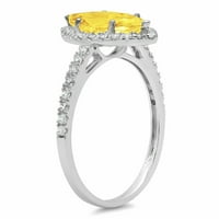 2.38ct Marquise Cut Yellow Simulirani dijamant 14k Bijelo zlato Graviranje Izjava bridalne godišnjice