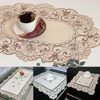 Fule bijeli izvezeni čipkasti stolni stol cvjetni stolnjak vjenčanica saten tkanina