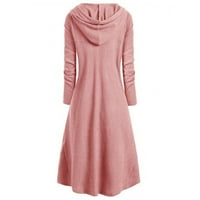Caveitl ogrtač za žene, ženska velika haljina kapuljača, casual labav elastični čvrsti vintage r ružičasti