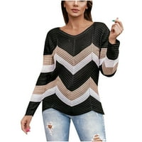 Buigttklop Vrijeme i TRU džemperi za žene čišćenje Ženska val kontrastna boja Dugih rukava s pulover