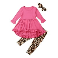 Toddler Kid Baby Girls Fall odijelo ruffle bljesak tunika TOP Ghost Leopard Tajice Hlače Set odjeće