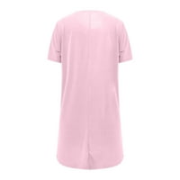Ljetne košulje za žene okrugli vrat Pulover pune boje tihom tiska kratkih rukava Dressy casual srednje