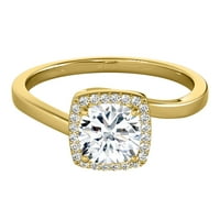 3. Carat Halo Moissinite i prirodni dijamantni zaručni prstenovi u 14K žutom zlatu u veličini prstena