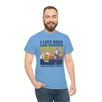 ObiteljskiPop LLC Volim pivo i trčanje, a možda ljudi retro vintage muške košulje, smiješna majica,