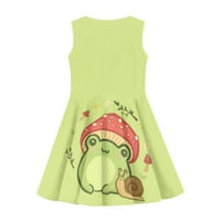 Gljiva žaba Dječje djevojke rukavice bez rukava 3- godina puževa Ispis Početna casual midi duljina haljina