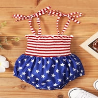 Cathery Newborn Baby Girls 4. jula Outfit bez rukava Halter Romper zavoj američka zastava zvijezda zvijezda