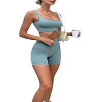 Ženska trenerka s rebrastim pletenom sportom odijelo joga fitness habanje odijelo bez rukava s kratkim