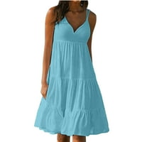 Jerdar ljetne haljine za žensko modno ljeto ljeto u boji V CALT VRETNESS PARTY PATH PLAŽA DRESS BLUE