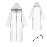 APEPAL muške i ženske nošenja za Halloween Grim ogrtač kapuljač kapuljača kaput bijeli XL
