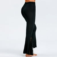 HFYihgf Bell donje hlače za žene visoke strukte rastezanje cvjetnih čipkastih čipkastih panela na širokim