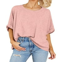 Dame Ljetni vrhovi T-majica s pola rukava majica majica Bohemian Tunika bluza plaža Tee Pink 3xl