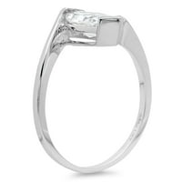 CT Marquise Cleant Clear Simulirani dijamant 18k Bijelo zlato Graviranje Izjava godišnjica Angažovanje