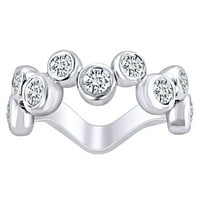 Okrugli rezani bijeli prirodni dijamantski rub s godišnjičkim vendikalom prsten za vjenčanje u 14K čvrstog