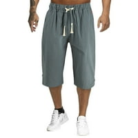 Posteljine kratke udobne kratke hlače za muškarce muške ljetne casual pune boje pamučne i posteljine