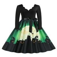 Glookwis Ladies V izrez Midi haljine Kaftan duga haljina labava Halloween ljuljaška hem baggy jy 2xl