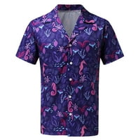 Muške bluze Havajski print rever kratkih rukava Majica Plaža Purple L, XL, XXL, XXXL