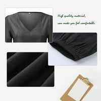 Žene V izrez Trokrevetna rukav elastična mini haljina od pune boje modna haljina crna xxxl